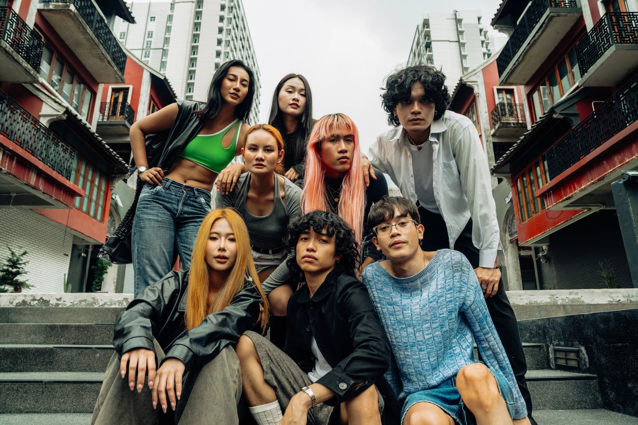 Group of stylish friends representing fan community energy